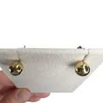 Gold Tone Solid Metal Round Ball Stud Pierced Earrings Photo 5