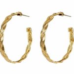 Gas Bijoux's Gold Tone Brass Braided Hoop Earrings Photo 0
