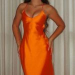ZARA dress maxi midi hot orange satin effect wedding party cocktail Photo 1