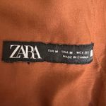 ZARA Womens Orange Pants Vertical Ribbed Trousers Size Straight Leg Medium New Photo 4
