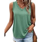 SheIn V-Neck Basic Summer Casual Tank Top in Green, Size L​ Photo 0