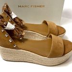 Marc Fisher Jazlyn brown suede studded ankle strap platform espadrille sandals Photo 0