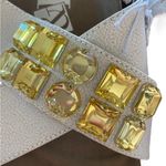 Sam & Libby white Sandals w/ Yellow Embellishment boho Birkenstock style slides Photo 3