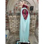 satin nightgown floral quilted collar aqua pink collar Blue Photo 8