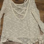 Aeropostale White Crochet Knit Long Sleeve Women's Top size small Photo 1