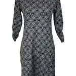 Soybu Small A-Line Mini Dress Floral Ruched 3/4 Sleeves Boat Neck Stretch Gray Photo 0