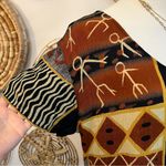 Vintage Pelican Cove 90s Boho Patchwork Rayon Midi Dress Festival Earthy Large Black Photo 5