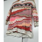 LaSeine Women’s M 3/4 Sleeve Open Knit‎ Sweater Boho Multicolor Pink Cream Size M Photo 4