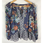 O'Neill  Semi Sheer Floral Purple blouse Size XS Photo 0