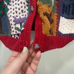 Harvé Benard Harve Benard Medium Cardigan Sweater Hand Knit Novelty Animal Ramie Red Quilt‎ Photo 4