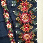 ZARA Embroidered Crop Trousers navy wide leg pants Size Small Photo 4