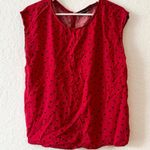Abercrombie & Fitch Heart Print Red & Black Button Back Blouse Sleeveless Top M Photo 1