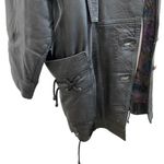 Vintage Longline Leather Jacket/Coat In Black Pirate Grunge Unisex Style Size L Photo 9