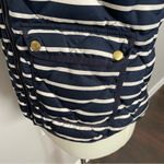 J.Crew Vest Puffer Down Feathers Full Zip Striped Pockets Lined Blue Cream Gold Photo 4