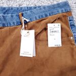 Good American  Faux Suede Good Icon Mixed Denim Jeans Plus Size 22 Blue Brown Photo 4