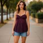 Victoria's Secret Victoria’s Secret Very Sexy Burnout Velvet Babydoll Camisole M Purple Silk Blend Photo 1