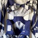 Johanna Ortiz Holistic Jungle Embroidered Midi Dress Navy Ecru 2 EUC Blue Photo 6