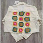 BLANK NYC  | Crochet Appliqué Crop Denim Jacket | NWT | Small Photo 0