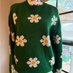 SheIn Green Floral Crew Neck Sweater Photo 3