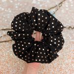 JUMBO Scrunchie Black And Rose Gold Polka Dots Oversized Scrunchie Photo 2