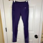 Gymshark  Dry Moisture Management Dark Purple Full Length Leggings‎ Sm Pockets Photo 1
