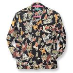 Cotton Connections Vintage Jungle Scene Animal Print Jacket Black Size M Photo 0