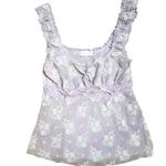 y2k vtg. Lilac floral lace baby doll tank top blouse small. Purple Photo 3