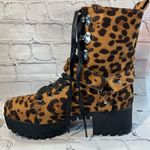 Wild Diva  Platform Combat Boots Faux Suede Animal Print-8 Photo 6