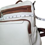 Convertible Backpack Shoulder Bag Satchel Purse White Brown Vegan Leather Photo 12