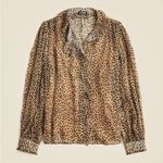 J.Crew  Women’s Ruffle Button-up Shirt in Leopard-Print  Size 4 NWT #CF437 Photo 4