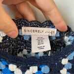 Sincerely Jules  Granny Square Crochet Crop Tank Top Blue XS Photo 1