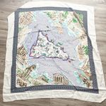 J.Crew Cotton Blend Sicilia Scarf Map Print Italy Mediterranean Travel Square Photo 3