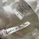 Lucy in the Sky White Sheer Long Puff Sleeve Ruched Front Mini Dress Size Medium Photo 5