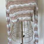 Princess Polly Princes Polly 100% cotton crochet tan striped cropped sweater size 4 Photo 0