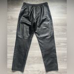 Lands' End VINTAGE Lands’ End 100% Lambskin Black Straight High Rise Leather Pants Size 12 Photo 1
