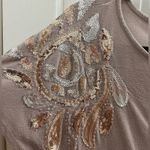Kische Sequined Shortsleeve Top Beige Retro Gatsby Flapper Blouse 2010s Small S Tan Photo 4