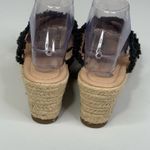 Journee Collection Black Cross Strap Woven Wedge Sandal-9 Photo 5