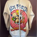 Vintage 1996 Rare Six Flags Looney Tunes White Womens Crewneck Sweater sz Medium Photo 2