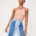 Nasty Gal Ribbed High Neck Halter Crop Top Photo 0