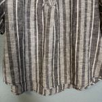 Anthropologie  Pilcro Surf Shirt Linen Henley Grey Stripe Size Small Boho Coastal Photo 6