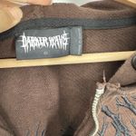 Dolls Kill Darker Wavs Womens Brown Embroidered Zip Up Hoodie Jacket Size S Goth Photo 1