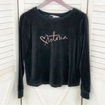 Victoria's Secret Victoria’s Secret Velour Embroidered Open Split Back Shirt Black Small Photo 7