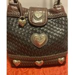 Vintage Western/Hearts Handbag Black And Brown Woven Leather And CrossbodyStraps Photo 1