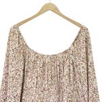 Arula Top Autumn Floral Long Sleeve Babydoll Blouse Taupe Rust Plus Size B | 2X Red Photo 5