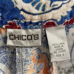 Chico's  2 Blue Paisley 100% Linen Capris Summer Vacation Resort Photo 3