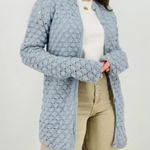 vintage baby blue crocheted 100% wool button down sweater cardigan size L Size L Photo 3