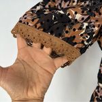 Pano Floral Print Flocked Velvet Eyelet Lace Trim Surplice Tiered Midi Dress Black Size 18 Photo 4