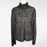 Steve Madden  Black White Marled Mock Neck Knit Sweater Large Photo 1