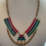 Rare Accessocraft Egyptian Style Poured Glass Statement Necklace Red Photo 1