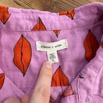 Silence + Noise Urban Outfitters Kiss Lip Print Button Down Cropped Linen Shirt Photo 3